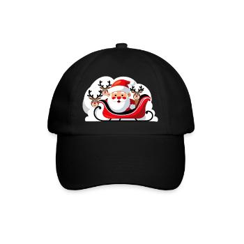 Christmas Santa in a sleigh with reindeer - Baseball Cap - black/black - Front