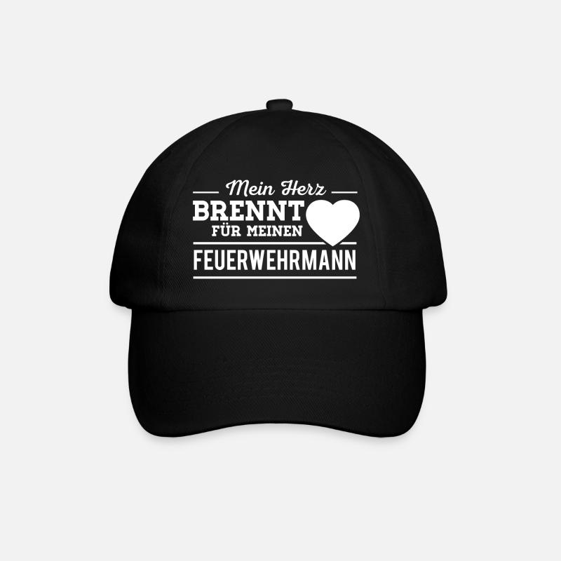 Feuerwehrmann Herz Feuerwehr - Baseballkappe - Schwarz/Schwarz