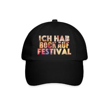 Ich hab Bock auf Festival - Baseballkappe - Schwarz/Schwarz - Vorne
