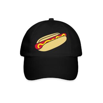 fastfood_hotdog_design_3c - Baseball Cap - black/black - Front