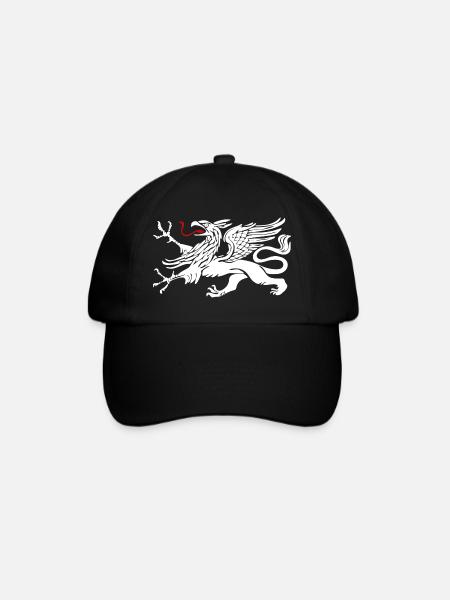 Rostocker Greif in Weiss mit roter Zunge - Baseballkappe - Schwarz/Schwarz