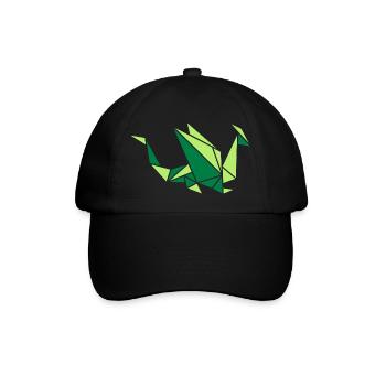 Origami: Drache - Baseballkappe - Schwarz/Schwarz - Vorne