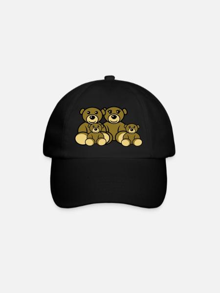Teddy Familie Papa Mama Kinder - Baseballkappe - Schwarz/Schwarz