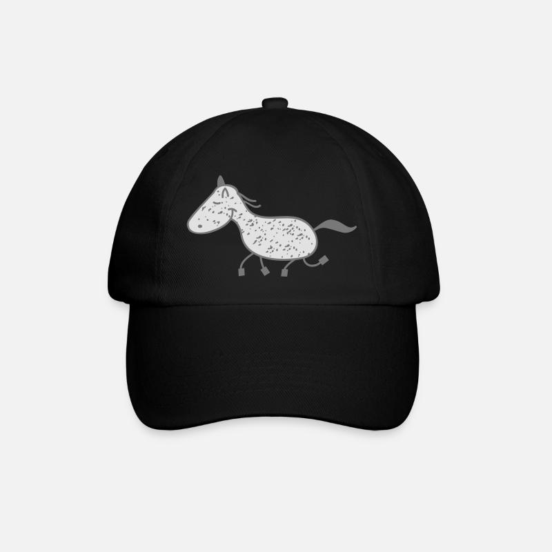 Schimmel- Pferd - Baseballkappe - Schwarz/Schwarz