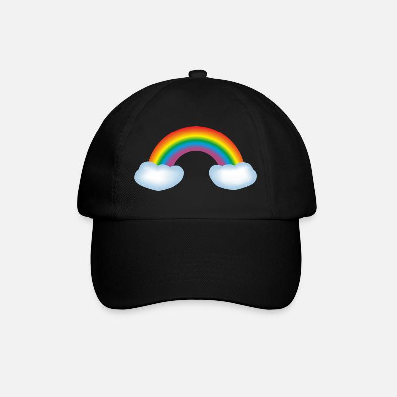 Regenbogen mit Wolken - Baseballkappe - Schwarz/Schwarz