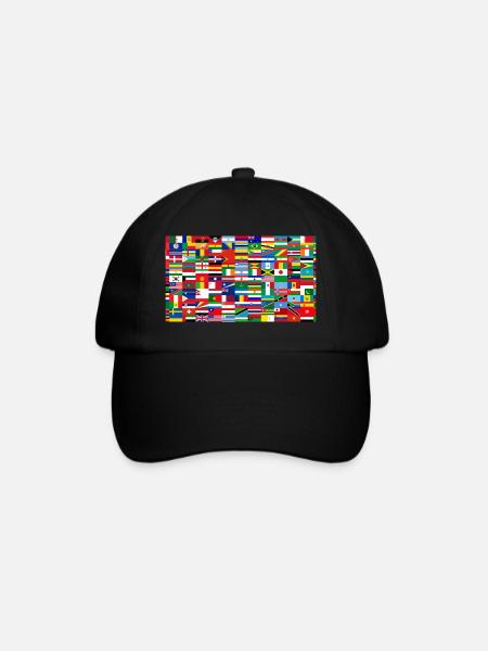 Colorful Collage World Flags - Baseball Cap - black/black