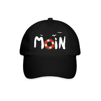 Moin Möwe Rettungsring nordisch - Baseballkappe - Schwarz/Schwarz - Vorne
