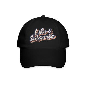 Like & Subscribe 70s Style - Baseballkappe - Schwarz/Schwarz - Vorne