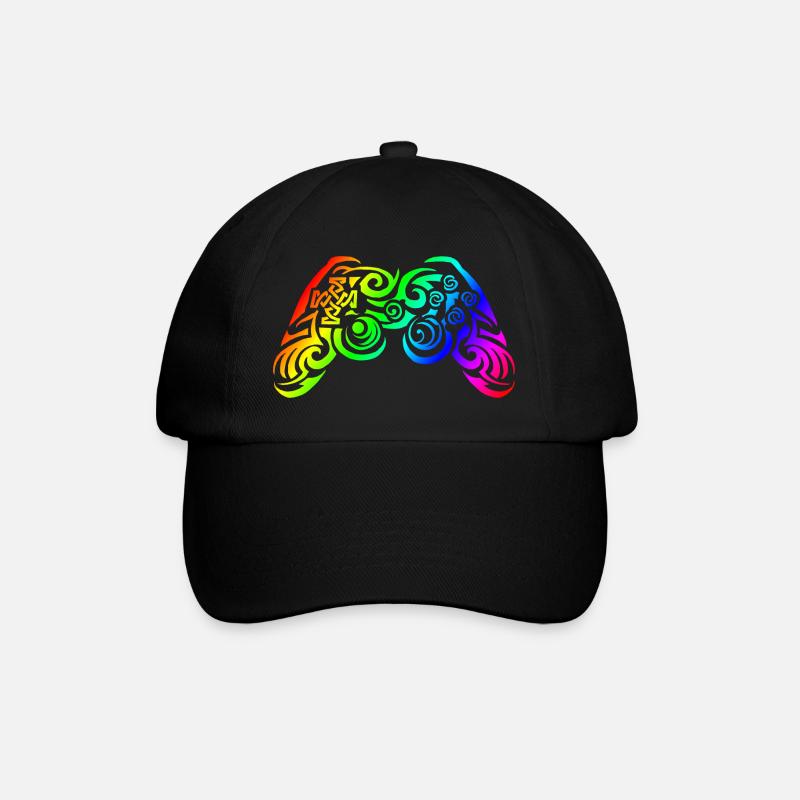 Controller Rainbow Tribal Tattoo Gaming - Baseball Cap - black/black