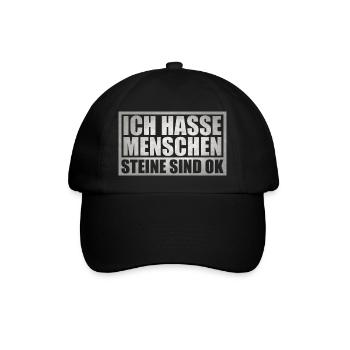 Ich hasse Menschen - Baseballkappe - Schwarz/Schwarz - Vorne