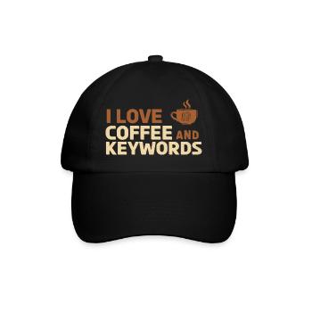 Ich liebe Kaffee und Keywords - Baseballkappe - Schwarz/Schwarz - Vorne