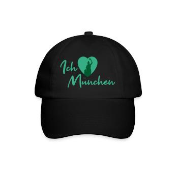 Ich liebe München - Schriftzug - Baseballkappe - Schwarz/Schwarz - Vorne