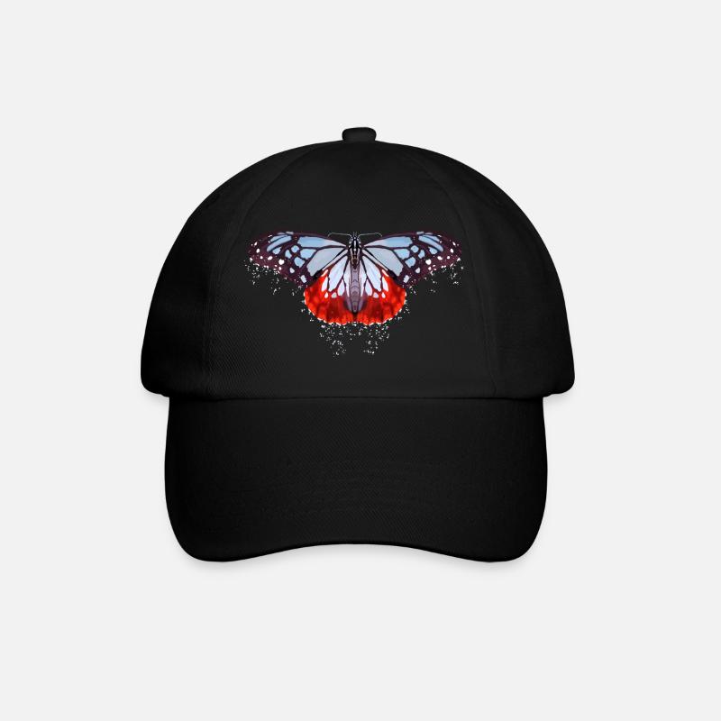 Schmetterling mit blauen und roten Flecken - Baseballkappe - Schwarz/Schwarz