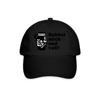 Bembel "Babbel mich ned voll!" Design #Hessen #FFM - Baseballkappe - Schwarz/Schwarz - Vorne