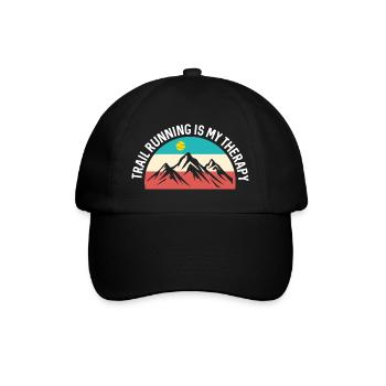 Trailrunning ist meine Therapie - Baseballkappe - Schwarz/Schwarz - Vorne