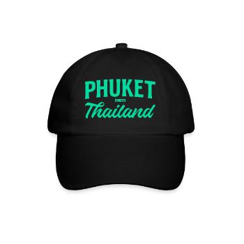 Phuket Thailand Teal Script - Baseball Cap - black/black - Front
