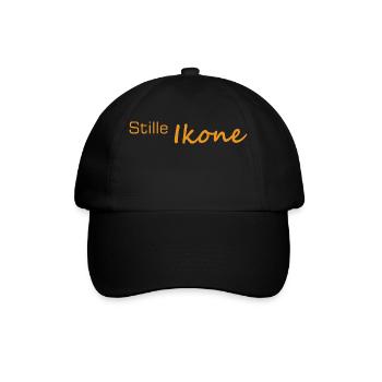Stille Ikone Schrift in Orange - Baseballkappe - Schwarz/Schwarz - Vorne