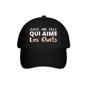 Fille qui aime les chats floral - Casquette classique - noir/noir - Devant