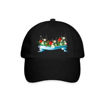 prairie printanière colorée avec des fleurs et des insectes - Casquette classique - noir/noir - Devant