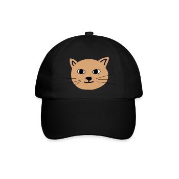 Katzengesicht 1 - Baseballkappe - Schwarz/Schwarz - Vorne