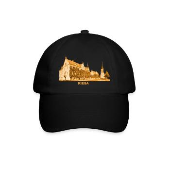 Riesa Rathaus Elbe Meißen Sachsen - Baseballkappe - Schwarz/Schwarz - Vorne