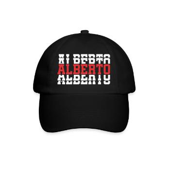 Alberto T-Shirt T-Shirt Geschenkidee gestapelter Text - Baseballkappe - Schwarz/Schwarz - Vorne