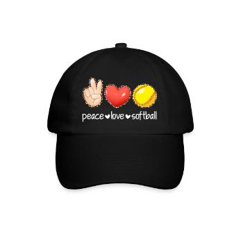 Peace Love Softball Leopard Print Mädchen Softball - Baseballkappe - Schwarz/Schwarz - Vorne