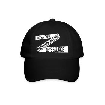 Let's Eat Kids Interpunktion rettet Leben Lustiges Gramm - Baseballkappe - Schwarz/Schwarz - Vorne