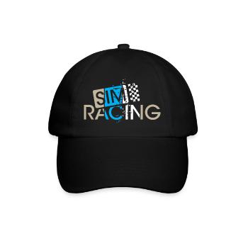 sim racing gaming Zielflagge Auto Fahrer gamer - Baseballkappe - Schwarz/Schwarz - Vorne