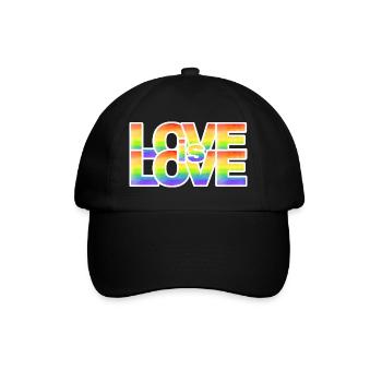 Regenbogen Liebe Schriftzug - Baseballkappe - Schwarz/Schwarz - Vorne