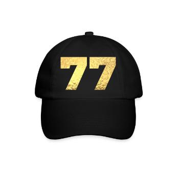Numéro 77 paillettes doré - 77e anniversaire - Casquette classique - noir/noir - Devant