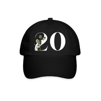 Nummer 20 Blumengrün -20. Geburtstag Blumen - Baseballkappe - Schwarz/Schwarz - Vorne