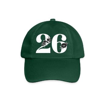 Nummer 26 Schwarze Blumen - 26. Blumenjubiläum - Baseballkappe - Flaschengrün - Vorne
