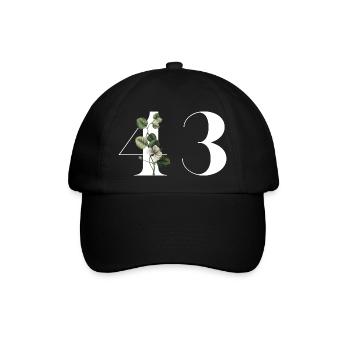 Numéro 43 floral vert - 43e anniversaire floral - Casquette classique - noir/noir - Devant