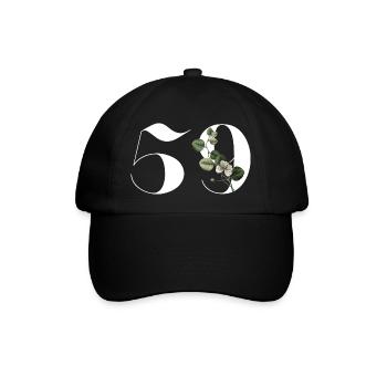 Nummer 59 Blumengrün - 59. Blumengeburtstag - Baseballkappe - Schwarz/Schwarz - Vorne