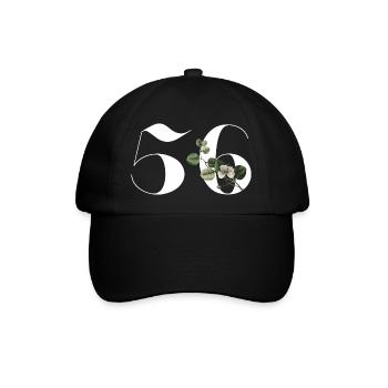 Number 56 Floral Green - 56th Floral Birthday - Baseball Cap - black/black - Front