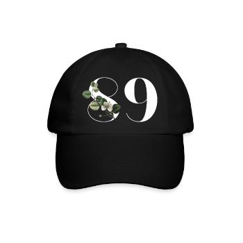 Numéro 89 floral vert - 89e anniversaire floral - Casquette classique - noir/noir - Devant