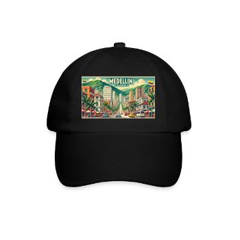 Medellin Kolumbien Vintage Design - Baseballkappe - Schwarz/Schwarz - Vorne