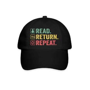 Read, Return, Repeat, Book Lover - Baseball Cap - black/black - Front
