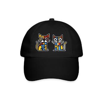 Illustration cubiste d’un chat et d’un chien - Casquette classique - noir/noir - Devant