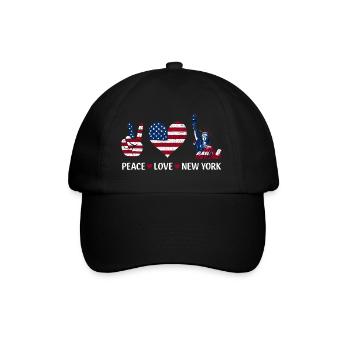 Peace Love New York - Baseballkappe - Schwarz/Schwarz - Vorne