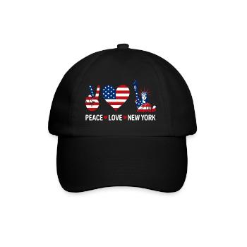 Peace Love New York - Baseballkappe - Schwarz/Schwarz - Vorne