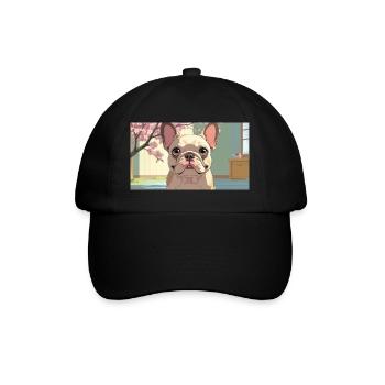 Cute Bulldog in Animated Style - Baseball Cap - black/black - Front
