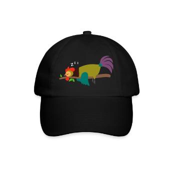 Schlafender Hahn Gockel Huhn Design Geschenk - Baseballkappe - Schwarz/Schwarz - Vorne