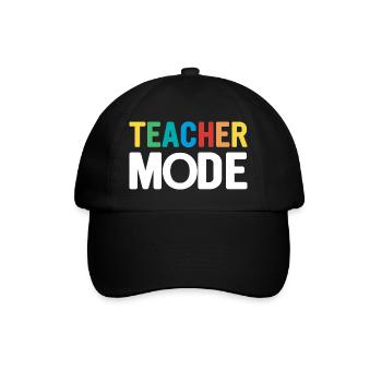 Lehrer-Design mit bunten Buchstaben - Baseballkappe - Schwarz/Schwarz - Vorne
