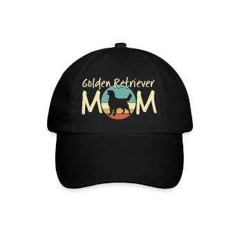 Golden Retriever Mutter Illustration - Baseballkappe - Schwarz/Schwarz - Vorne