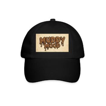 Muddy Mood Schriftzug Design - Baseballkappe - Schwarz/Schwarz - Vorne