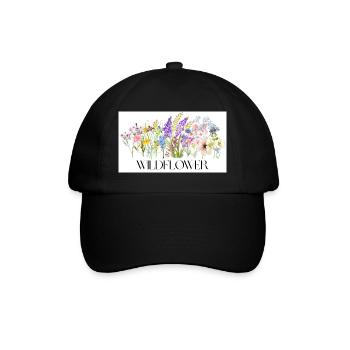 Flower Meadow Watercolor Design - Baseball Cap - black/black - Front