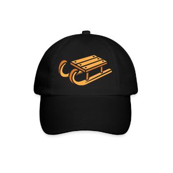 Winterlicher Schlitten Cartoon Stil - Baseballkappe - Schwarz/Schwarz - Vorne