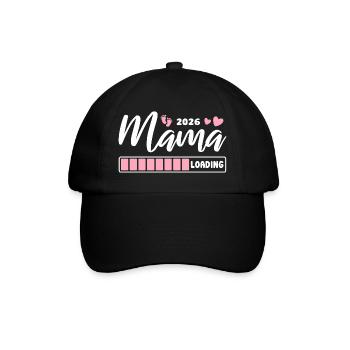 Mama 2026 loading - Schwangerschaft - Geschenk - Baseballkappe - Schwarz/Schwarz - Vorne